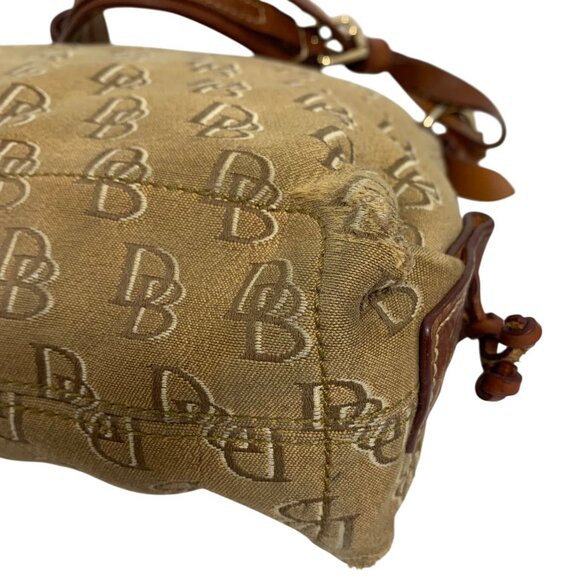 Y2K Dooney Bourke Logo Jacquard Canvas Hobo Shoulder Bag Leather Buckle Strap - Picture 7 of 16